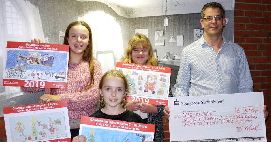 Zwölfjährige gestaltet Weihnachtskarte der Sparkasse Südholstein – Gewinnerinnen des großen Malwettbewerbs gekürt